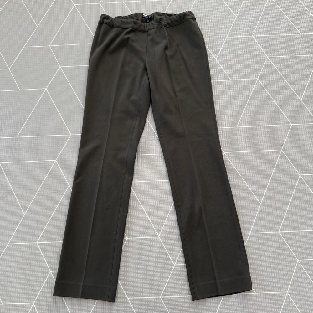 Lafayette 148 Pull On Trouser Pants S Olive Green Slim Straight Luxury Career